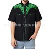 Camisa masculina casual esportiva e de manga curta com botões, estilo tribal ocidental étnico, 2025