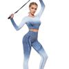 Otoño 2025 Secado Rápido Profesional Ajustado Running Nailon Manga Larga Degradado Ropa de Fitness Ropa de Yoga Traje Deportivo para Mujer