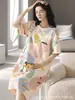 Camisón de Algodón de Manga Corta para Mujer, Vestido Delgado de Verano, Nuevo Estilo 2025, Conjunto Holgado de Maternidad, Pijama, Ropa de Casa