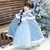 Vestido Capa de Frozen Elsa para Niñas de Primavera y Otoño, Vestido Grueso de Princesa Elsa para Fiesta de Cumpleaños de Otoño