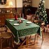 Mantel de Navidad Poliéster Algodón Estampado en Caliente Borla Borde de Algodón Mantel de Mesa de Comedor Mantel Rectangular Decoración de Ambiente Mantel