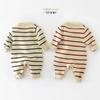 Ropa de una pieza para bebé recién nacido primavera rayas horizontales hombres y mujeres bebé cálido otoño e invierno mameluco de una pieza niño manga larga