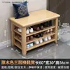 Banqueta para cambiarse los zapatos y zapatero de madera maciza para la entrada del hogar, zapatero multifuncional de pie de tendencia multicapa integrado