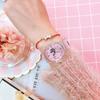 Relógio Eletrônico de Pulso com Texto de Personalidade para Meninas, Rosa, Simples, Transparente, Fresco, Fofo, Desenho Animado