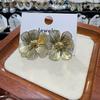 Aretes de Flor de Metal Calado Retro Francés Estilo Coreano Sencillos Moda Exagerados Temperamento Aretes de Mujer al Mayoreo