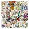 50 Piezas de Pegatinas de Reloj Mecánico Retro, Arte de Reloj, Estilo Nórdico, Pegatinas Decorativas Impermeables para Cuadernos, Venta al por Mayor