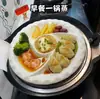Prato de Cerâmica com Múltiplos Compartimentos de Grau Alimentício para Cozinhar no Vapor para Café da Manhã Nutritivo, Prato de Cozinhar no Vapor Portátil para Uso Doméstico
