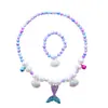 Colar de Pérolas de Sereia Infantil para Meninas Acessórios de Princesa para Bebês Conjunto de Cinco Peças Presente de Feriado Joias Transfronteiriças Atacado