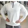 Novo Estilo Meio Zíper Fitness Manga Longa Masculino Basquete Corrida Secagem Rápida Respirável Alta Elasticidade Atletismo Treinamento Ajustado Esportivo Alta Elasticidade