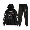 Ropa deportiva de dos piezas con capucha holgada con estampado de letras transfronterizo para hombre y mujer Traje de suéter Black Clover