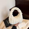 Bolsa Nuvem Plissada da Moda Feminina Saco Satchel Personalizado Xadrez Puff 2025 Verão Cor Pura Ombro Transversal