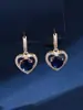 Moda europea y americana, llenos de diamantes, aretes de circonita cúbica en forma de corazón, aretes de lujo y alta gama para mujer, aretes más vendidos transfronterizos
