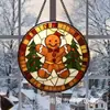 Artículos Calientes Transfronterizos Adorno Colgante de Hombre de Jengibre Navideño Atrapasoles de Vidrio Decoraciones para Puerta, Ventana y Jardín