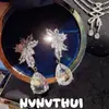 Conjunto de Jantar Joia Cadarço Laço Gota d'Água Strass Colar Floco de Neve Designer Gota d'Água Pedras Preciosas Brincos
