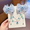 Pinza para el pelo con lazo para niña, diseño de princesa Aisha, doble pinza, accesorio para el pelo con forma de gota para cejas
