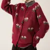 Casaco Suéter Jacquard Fair Isle Moda 2026 Manga Longa para Mulheres, Caimento Solto, Emagrecedor, Cardigan de Tricô Casual, Moderno