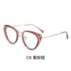 Gafas Cat-Eye Ultraligeras 7128 con Montura de Aleación, Gafas de Moda sin Graduación, Bloqueo de Luz Azul, Se Pueden Personalizar con Lentes Graduados, Aspecto Natural