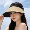 Sombrero de Sol Negro de Goma con Protección Solar de Ala Ancha para Mujer, Estilo Nuevo de Verano, Visera Plegable Versátil para Exteriores con Protección UV