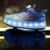 Patins de Rodas Infantis de Quatro Rodas, Patins para Esportes de Roda Femininos com Rodas Invisíveis, Patins de Rodas Masculinos com Rodas Luminosas
