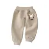 Pantalones con Abertura Inferior para Bebés Niños, Primavera, Otoño e Invierno, Forro Fino de Felpa, Ropa Exterior, Pantalones con Abertura Inferior para Bebés, Pantalones Deportivos para Niños, Felpa Integrada, Niñas