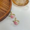 Agulha de Prata S925 Doce Joker Pêssego Design de Nicho Japonês e Coreano Rosa Pequeno Fresco Fofo Brincos Feminino 081