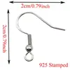1 gancho de oreja de oro rosa S925 grabado cinco colores opcionales accesorio básico de joyería para pendientes DIY en stock al por mayor