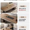 Mesa de Té y Juego de Sillas con Acabado de Madera de Nogal y Encimera de Roca para el Hogar, Mesa de Té Estilo Chino Nuevo, Mesa de Café para Oficina, Sensación de Lujo Ligero de Gama Alta, Encimera Grande