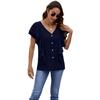 Ropa de Mujer Transfronteriza Europea y Americana 2024 Amazon Verano Nuevo Estilo Camisa de Manga con Volantes de Borde Volador Top de Punto de Una Sola Fila
