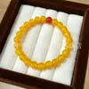 Mismo estilo que Pulsera de Ágata de Pang Donglai Pulsera de Ágata Amarilla Natural Hebilla de Paz de Ágata Bucle Sencillo Múltiples Bucles Pulsera de Jade