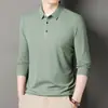 Camiseta Masculina de Manga Longa, Casual de Negócios para Homens de Meia-Idade, Primavera e Outono 2025 Novo Estilo, Roupa de Pai, Camisa Polo Masculina, Atacado