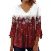 Nuevos Tops de Punto con Estampado de Copos de Nieve y Cuadros, Cuello en V, Manga Larga, Estilo Europeo y Americano, Transfronterizos, para Mujer, Otoño e Invierno 2025