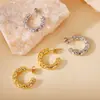 Pendientes de Aro Grande Exagerados Estilo Europeo y Americano de Acero de Titanio para Mujer, Pendientes Circulares de Lujo Ligero de Gama Alta, Accesorios Versátiles para Orejas Estilo Ins, En Stock de Fábrica