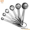 Juego de Cucharas Medidoras para Hornear de Acero Inoxidable 304, Cuchara para Condimentos de Cocina, Cuchara Medidora para Café y Leche en Polvo con Escala, Juego de 6 Piezas