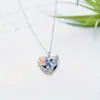 Colar com Pingente Cruzado Novo Estilo Coração do Oceano Amor Flor de Cristal Pássaro Corrente de Clavícula Moda Feminina Versátil em Formato de Coração Joia