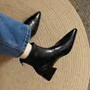Primer Encuentro Temporada 2026 Nuevas Botas de Tobillo Estilo Francés Otoño/Invierno para Mujer, Punta Fina, Tacón Grueso, Botas Martin, Botas Elásticas Retro Ajustadas