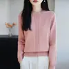 Camiseta base gruesa y cálida de otoño e invierno transfronteriza con diseño de ganchillo, top tipo suéter para mujer con ambiente de estilo francés, hecho de hilo de algodón puro
