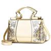 Bolso de Piel Genuina de Gama Alta para Mujer Estilo Nuevo Bordado Estilo Chino Bolso para Mujer de Mediana Edad Bolso de Mano para Nuera Bolso Grande de Hombro Cruzado