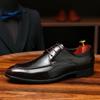 Zapatos formales de cuero para hombre británicos, puntiagudos y brillantes, para boda, hechos a mano, de charol brillante, de alta gama, de negocios, azules.