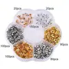 Tapones de plástico transparente para pendientes fijos, tapones para los oídos de película de bala, juego de materiales de accesorios para pendientes DIY, caja de flor de ciruelo combinada