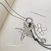 Colar longo com pingente de estrela do mar e flores, doce e estiloso, estilo exagerado, para mulheres, super único, acessório de bolsa de nicho, chaveiro multiuso