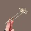 Horquilla de sensación fresca estilo hada antigua horquilla paso a paso horquilla de sensación avanzada pinza para el pelo de placa estilo chino nuevo horquilla de borla de hoja de ginkgo