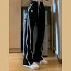 Pantalones negros de pierna ancha para otoño e invierno, pantalones de mujer, cintura alta, diseño casual drapeado, nicho, holgados, rectos, simples, deportivos casuales
