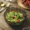 Bol de Cristal Transparente Japonés para el Hogar Espesor Grueso Tamaño Grande Bol para Frutas Bol para Ensalada de Verduras Bol de Cocina