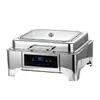 Estufa de buffet de acero inoxidable transfronteriza, estufa de buffet eléctrica comercial visible con tapa abatible hidráulica para calefacción y aislamiento, vajilla de hotel