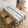Mantel de Algodón y Lino Estampado con Borlas Estilo Ins Nórdico para Uso Doméstico, Resistente al Calor y a la Grasa, Venta al por Mayor desde Fabricante para Suministro Transfronterizo