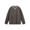 Suéter Yidao Vintage 2026 Otoño Nuevo Retro Japonés Bloque de Color Falso Dos Piezas Holgado Cuello Henley para Hombre