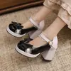 Zapatos de caramelo con encaje de lazo dulce plataforma tacones altos de suela gruesa Mary Jane zapatos de vestir 40-43 comercio exterior