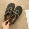 Sapatos Slip-On de Lã Retrô 2026 Estilo Novo de Início de Primavera Femininos Planos com Solado Macio Loafers Preguiçosos