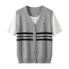 Camiseta Falsa de Dos Piezas de Manga Corta para Mujer, Holgada Casual, Lino de Bambú, Fresca, Transpirable, Delgada, Bloque de Color, Camiseta de Manga Corta