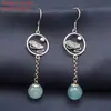 Plata de ley S925 Hoja de Loto Loto aretes largos retro retro simples estilo étnico aretes aretes joyería al por mayor